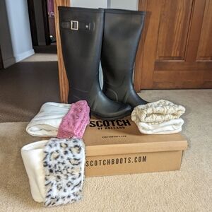 NEW Scotch of Holland rain boots with socks inserts (3 pair) Never Worn